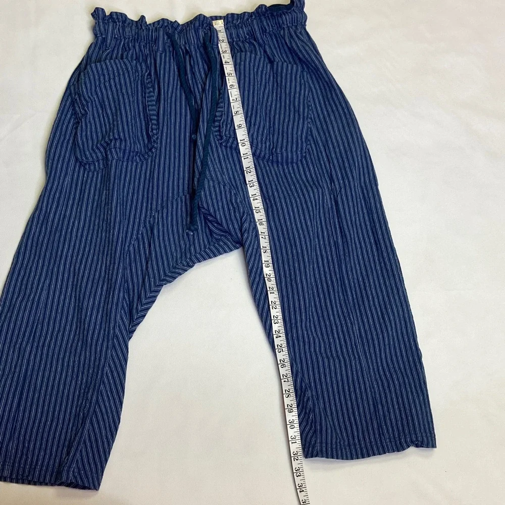 Free People Blue Paper Bag Runyon Harem Pinstripe Jeans Size XS EUC - Picture 6 of 14